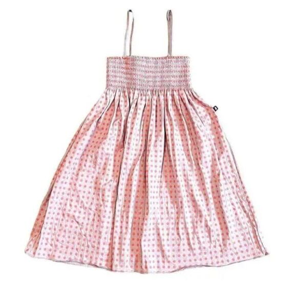 Oeuf Smocked Polka Dot Red Rose Pink Dress Size 6Y - Picture 1 of 5